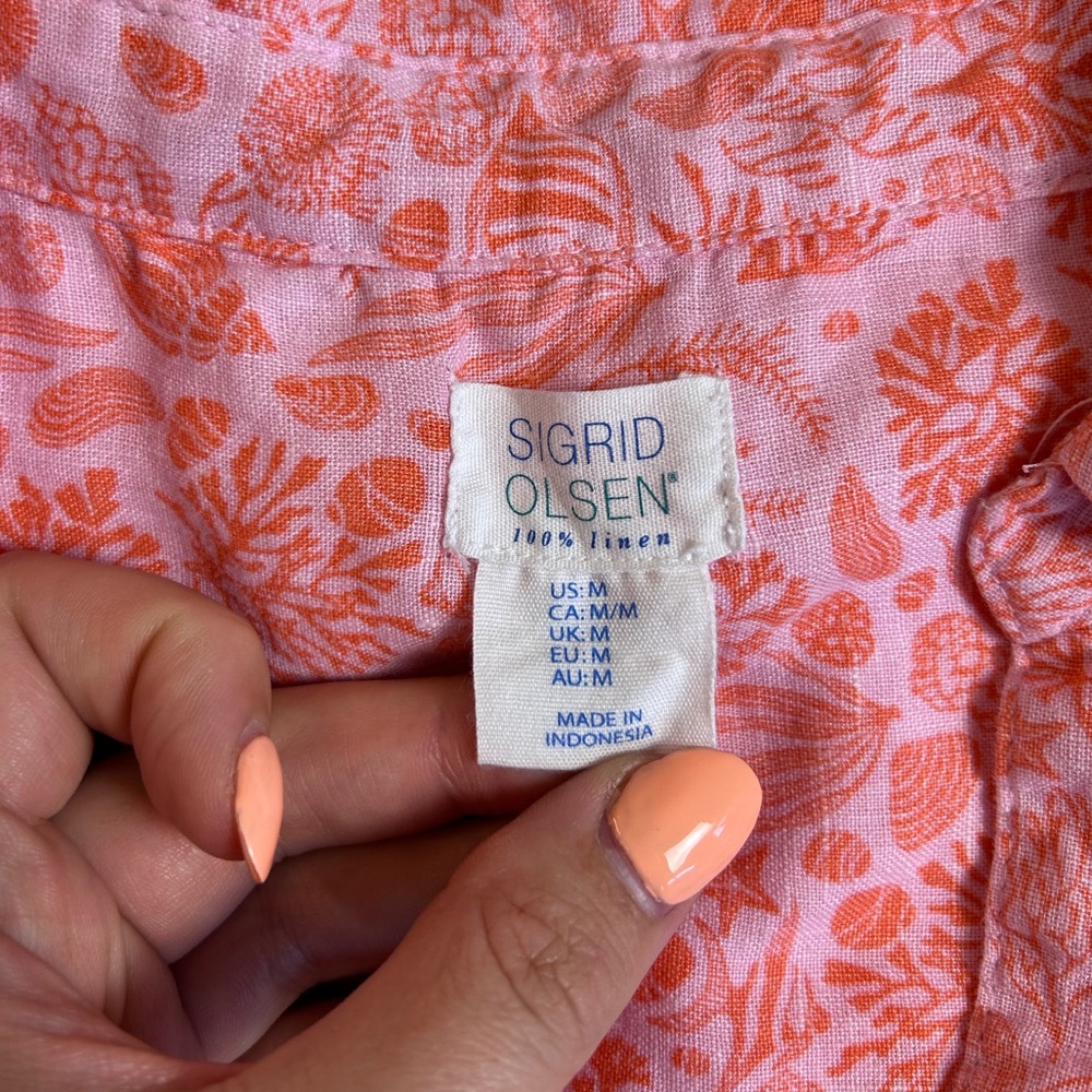 Sigrid Olsen 100% Linen Ocean Shell Print Coverup… - image 6